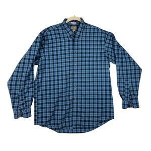 LL Bean Mens US Navy Tartan Plaid Long Sleeve Button Down Cotton Shirt Large